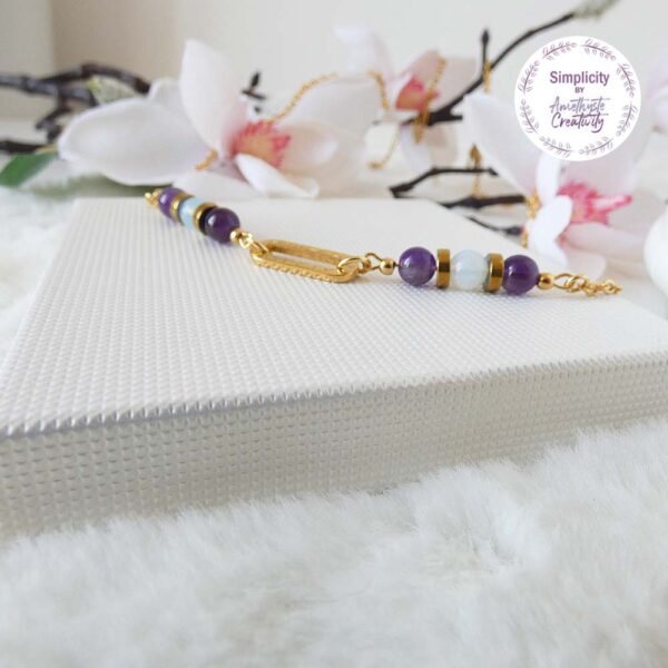 HARMONIE || Collier Fait main en Acier Inoxydable & Amethyste & Opalite – Image 6