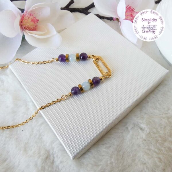 HARMONIE || Collier Fait main en Acier Inoxydable & Amethyste & Opalite – Image 7