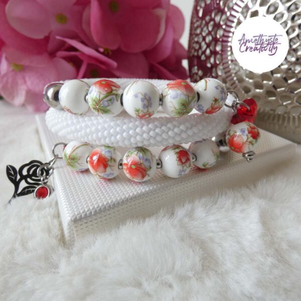 TELIA || Bracelet Mémoire Sans Fermoir Crocheté Fait Main en Perles “Miyuki” & Perles Céramique