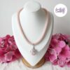 BUTTERFLY || Collier Crocheté Fait Main En Acier Inoxydable Et Perles “Miyuki” & Quartz Rose