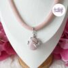 BUTTERFLY || Collier Crocheté Fait Main En Acier Inoxydable Et Perles “Miyuki” & Quartz Rose