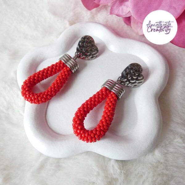 LUCKY || Boucles d’oreilles Crocheté Fait Main en Acier Inoxydable et Perles “Miyuki”
