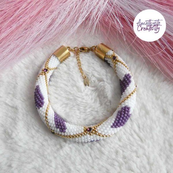 VALENTINA || Bracelet Crocheté Fait Main En Acier Inoxydable Et Perles “Miyuki”, Mesh en Crystal