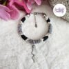 SNAKY || Bracelet Crocheté en Spirales avec Perles "Miyuki" - Noir & Argent