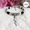 SNAKY || Bracelet Crocheté en Spirales avec Perles "Miyuki" - Noir & Argent