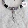 SNAKY || Bracelet Crocheté en Spirales avec Perles "Miyuki" - Noir & Argent