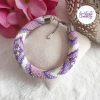 THELARIA || Bracelet Crocheté Fait Main en Acier Inoxydable et Perles “Miyuki” - Violet