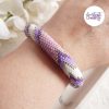 THELARIA || Bracelet Crocheté Fait Main en Acier Inoxydable et Perles “Miyuki” - Violet