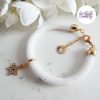 Bracelet Fin Crocheté Acier Inoxydable en Spirales avec Perles "Miyuki" - Blanc Nacré