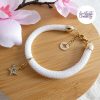 Bracelet Fin Crocheté Acier Inoxydable en Spirales avec Perles "Miyuki" - Blanc Nacré