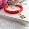 Bracelet Fin Crocheté Acier Inoxydable en Spirales avec Perles "Miyuki" - Rouge