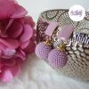 ENSEMBLE – SALDINA || Pendentif + Boucles d’oreilles Faits Main Crocheté Boule De 20 Mm En Perles “Miyuki” – Rose Antique