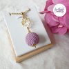 ENSEMBLE – SALDINA || Pendentif + Boucles d’oreilles Faits Main Crocheté Boule De 20 Mm En Perles “Miyuki” – Rose Antique