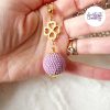 ENSEMBLE – SALDINA || Pendentif + Boucles d’oreilles Faits Main Crocheté Boule De 20 Mm En Perles “Miyuki” – Rose Antique
