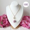 ENSEMBLE – SALDINA || Pendentif + Boucles d’oreilles Faits Main Crocheté Boule De 20 Mm En Perles “Miyuki” – Rose Antique