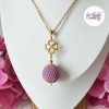 ENSEMBLE – SALDINA || Pendentif + Boucles d’oreilles Faits Main Crocheté Boule De 20 Mm En Perles “Miyuki” – Rose Antique