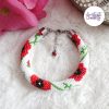POPPY || Bracelet Crocheté Fait Main en Acier Inoxydable et Perles “Miyuki” - Blanc & Rouge