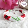 POPPY || Bracelet Crocheté Fait Main en Acier Inoxydable et Perles “Miyuki” - Blanc & Rouge