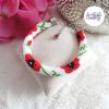 POPPY || Bracelet Crocheté Fait Main en Acier Inoxydable et Perles “Miyuki” - Blanc & Rouge