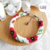 POPPY || Bracelet Crocheté Fait Main en Acier Inoxydable et Perles “Miyuki” - Blanc & Rouge