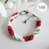 POPPY || Bracelet Crocheté Fait Main en Acier Inoxydable et Perles “Miyuki” - Blanc & Rouge