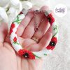 POPPY || Bracelet Crocheté Fait Main en Acier Inoxydable et Perles “Miyuki” - Blanc & Rouge