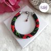 POPPY || Bracelet Crocheté Fait Main en Acier Inoxydable et Perles “Miyuki” - Noir & Rouge
