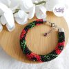 POPPY || Bracelet Crocheté Fait Main en Acier Inoxydable et Perles “Miyuki” - Noir & Rouge