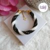MIRALYS || Bracelet Crocheté Fait Main en Acier Inoxydable et Perles “Miyuki” - Noir & Blanc