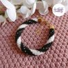 MIRALYS || Bracelet Crocheté Fait Main en Acier Inoxydable et Perles “Miyuki” - Noir & Blanc