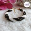 MIRALYS || Bracelet Crocheté Fait Main en Acier Inoxydable et Perles “Miyuki” - Noir & Blanc