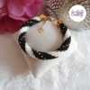 MIRALYS || Bracelet Crocheté Fait Main en Acier Inoxydable et Perles “Miyuki” - Noir & Blanc