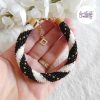 MIRALYS || Bracelet Crocheté Fait Main en Acier Inoxydable et Perles “Miyuki” - Noir & Blanc