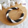 MIRALYS || Bracelet Crocheté Fait Main en Acier Inoxydable et Perles “Miyuki” - Noir & Blanc