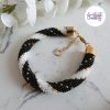 MIRALYS || Bracelet Crocheté Fait Main en Acier Inoxydable et Perles “Miyuki” - Noir & Blanc