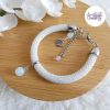 BUTTERFLY || Bracelet Crocheté Fait Main En Acier Inoxydable Et Perles “Miyuki” & Opalite