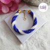 MIRALYS || Bracelet Crocheté Fait Main en Acier Inoxydable et Perles “Miyuki” - Bleu & Blanc