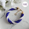 MIRALYS || Bracelet Crocheté Fait Main en Acier Inoxydable et Perles “Miyuki” - Bleu & Blanc