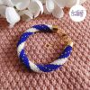 MIRALYS || Bracelet Crocheté Fait Main en Acier Inoxydable et Perles “Miyuki” - Bleu & Blanc