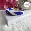 MIRALYS || Bracelet Crocheté Fait Main en Acier Inoxydable et Perles “Miyuki” - Bleu & Blanc
