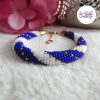 MIRALYS || Bracelet Crocheté Fait Main en Acier Inoxydable et Perles “Miyuki” - Bleu & Blanc