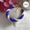 MIRALYS || Bracelet Crocheté Fait Main en Acier Inoxydable et Perles “Miyuki” - Bleu & Blanc