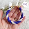 MIRALYS || Bracelet Crocheté Fait Main en Acier Inoxydable et Perles “Miyuki” - Bleu & Blanc