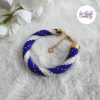 MIRALYS || Bracelet Crocheté Fait Main en Acier Inoxydable et Perles “Miyuki” - Bleu & Blanc