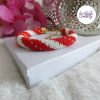 MIRALYS || Bracelet Crocheté Fait Main en Acier Inoxydable et Perles “Miyuki” - Rouge & Blanc