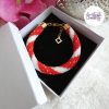 MIRALYS || Bracelet Crocheté Fait Main en Acier Inoxydable et Perles “Miyuki” - Rouge & Blanc