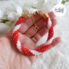 MIRALYS || Bracelet Crocheté Fait Main en Acier Inoxydable et Perles “Miyuki” - Rouge & Blanc