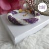 MIRALYS || Bracelet Crocheté Fait Main en Acier Inoxydable et Perles “Miyuki” - Violet & Blanc