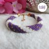 MIRALYS || Bracelet Crocheté Fait Main en Acier Inoxydable et Perles “Miyuki” - Violet & Blanc