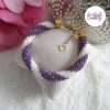 MIRALYS || Bracelet Crocheté Fait Main en Acier Inoxydable et Perles “Miyuki” - Violet & Blanc